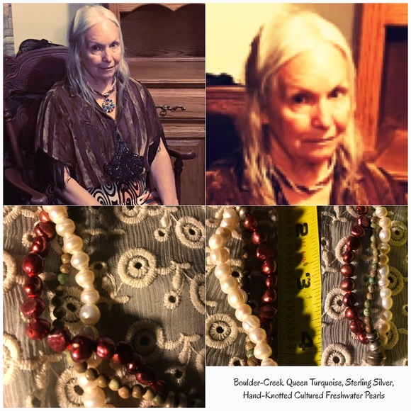 Turquoise, Pearl, Navajo Sterling-Bead Necklace - Picture 4 of 8